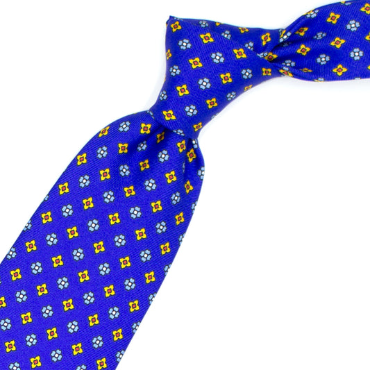 Light blue tie with yellow and light blue flowers