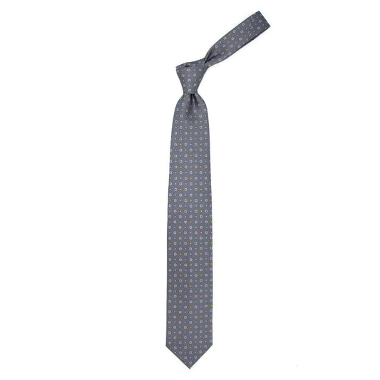 Gray tie with pink, blue and yellow flowers