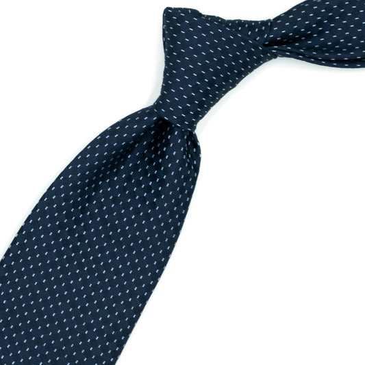 Blue tie with tone-on-tone geometric pattern and gray