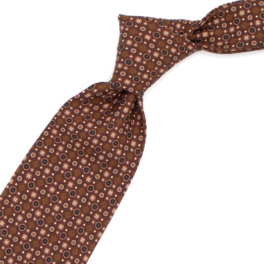 Brown tie with small medallions