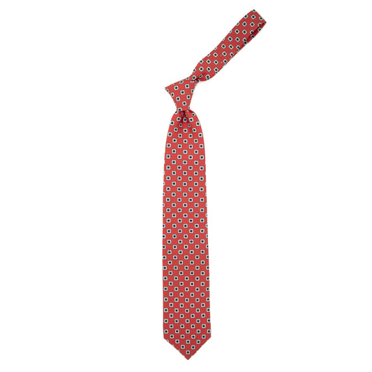 Red tie with blue squares
