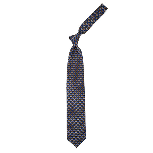 Light blue tie with blue, brown and cream pattern