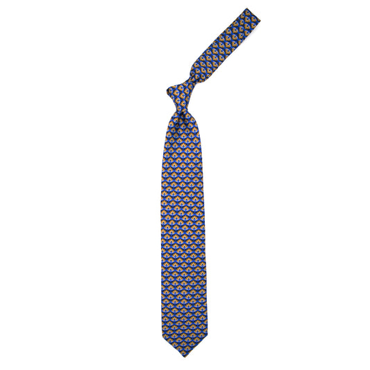 Light blue tie with blue and orange pattern