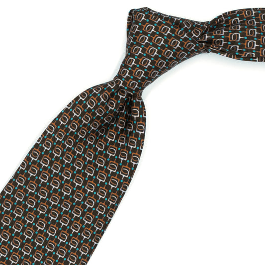 Brown tie with abstract pattern