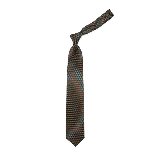 Brown tie with abstract pattern