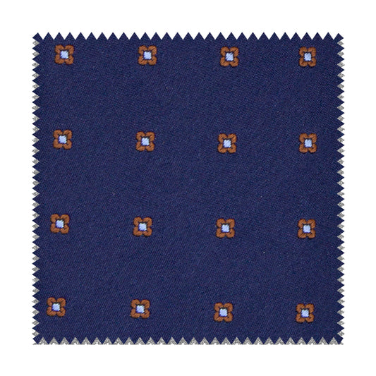 Blue fabric with brown and blue flowers