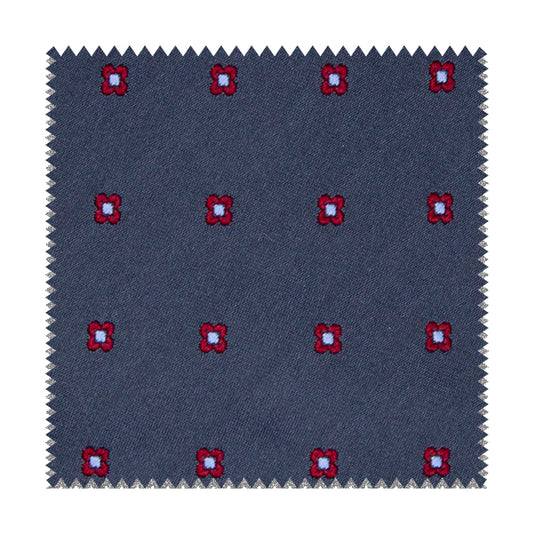 Grey fabric with red and blue flowers