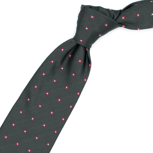 Grey tie with red and blue flowers