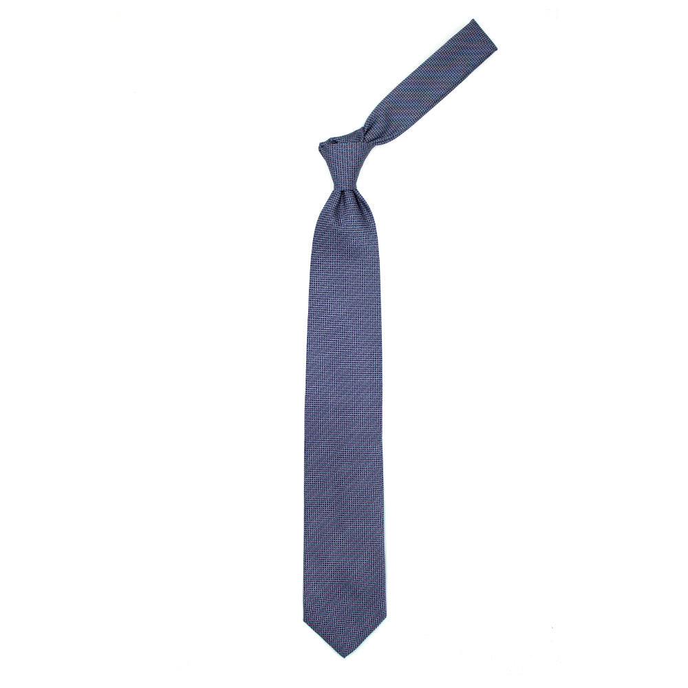 Textured tie with blue and light blue squares