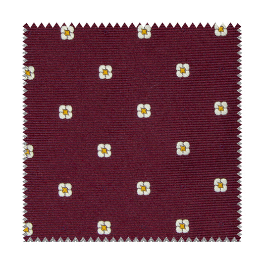 Bordeaux fabric with white flowers and yellow interior