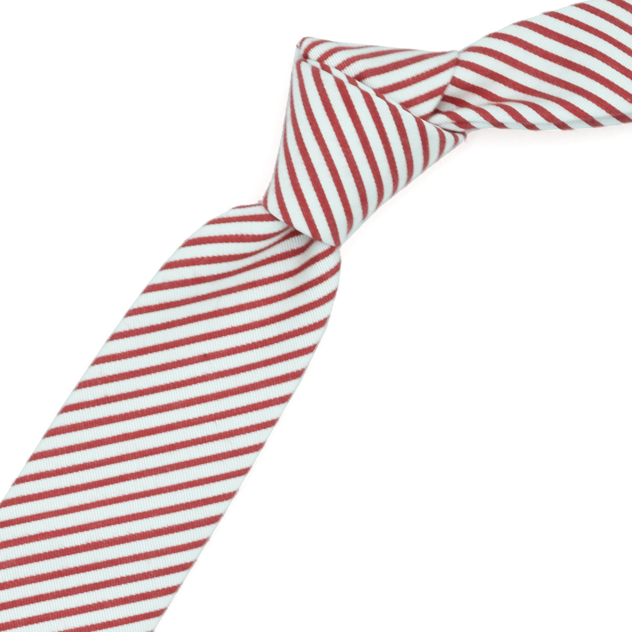 Cream tie with red stripes