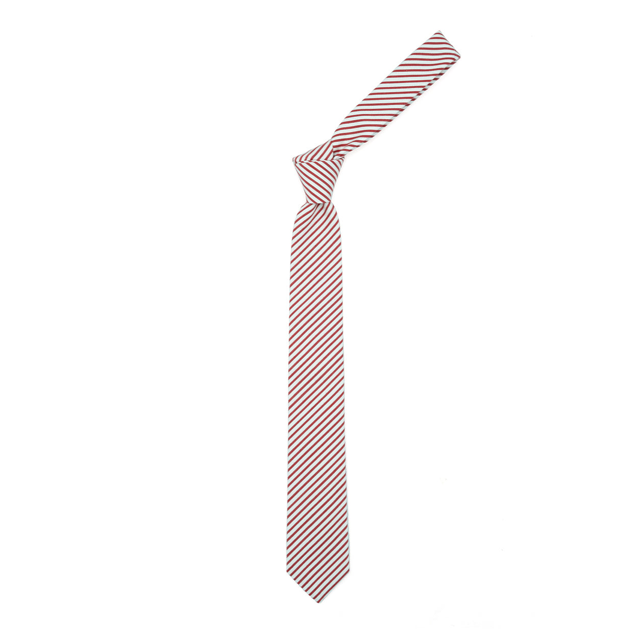Cream tie with red stripes