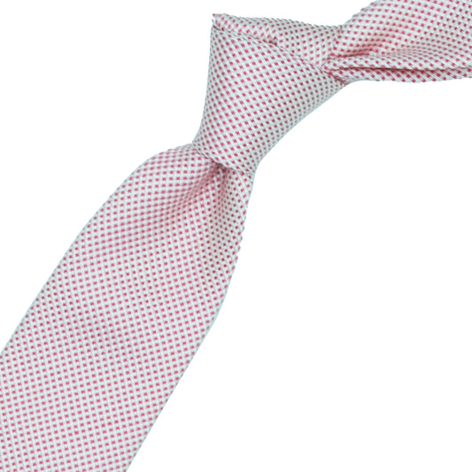 Red and white textured tie