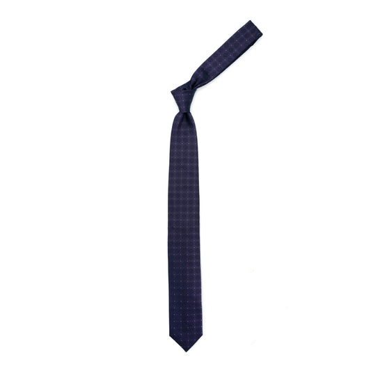 Purple tie with tone-on-tone circles and blue dots