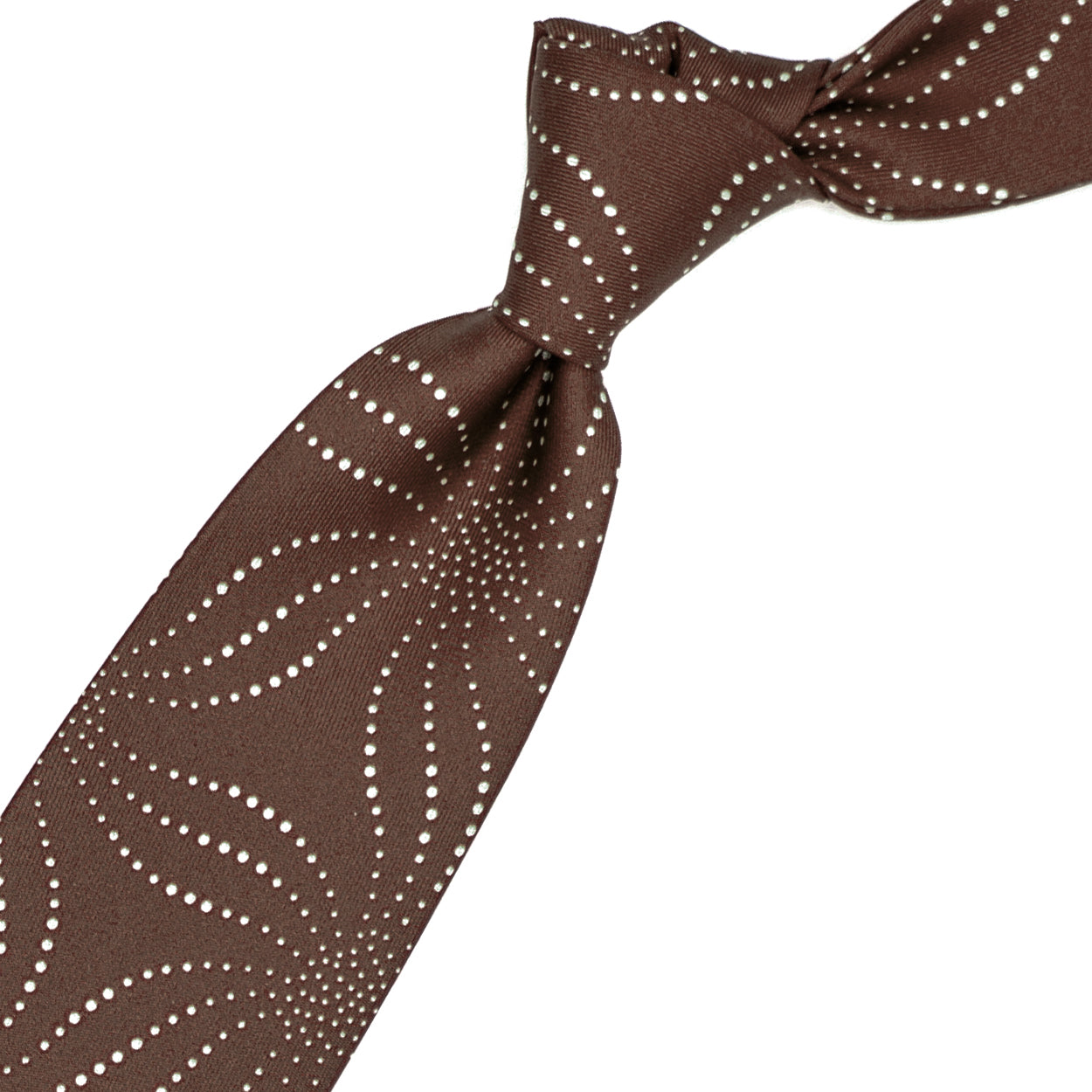Brown tie with beige abstract design