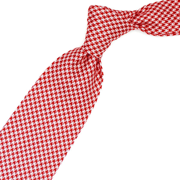 Red and white houndstooth tie