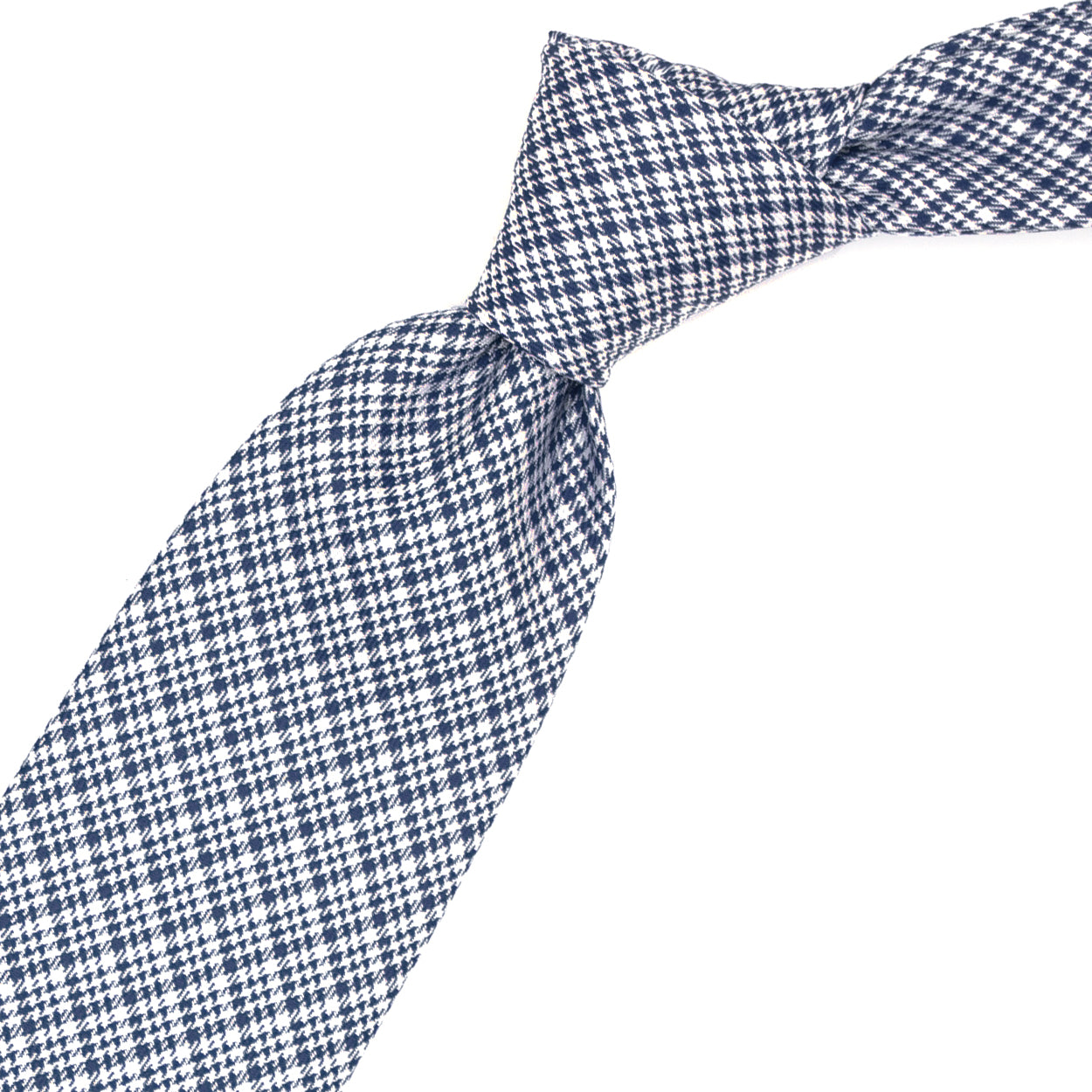 Blue and white checkered tie
