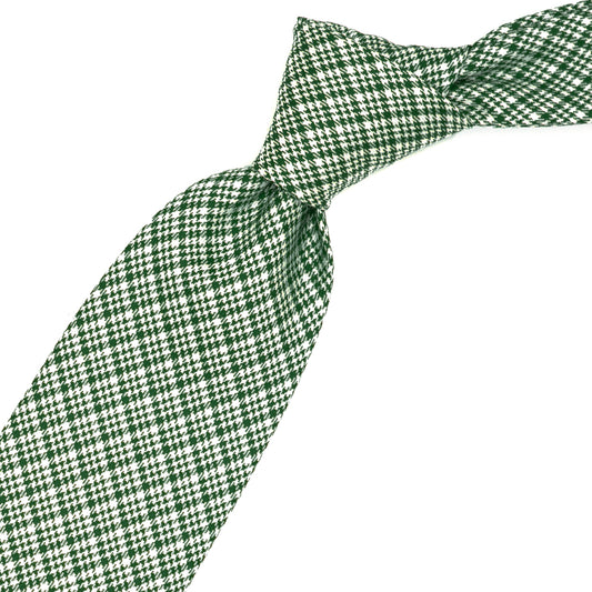Green and white checked tie