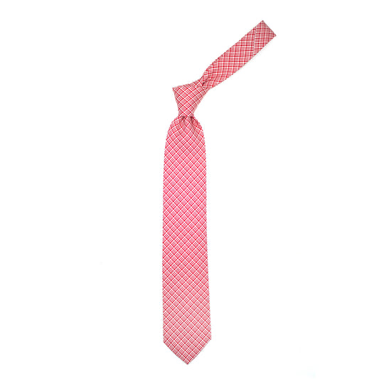 Red and white checked tie