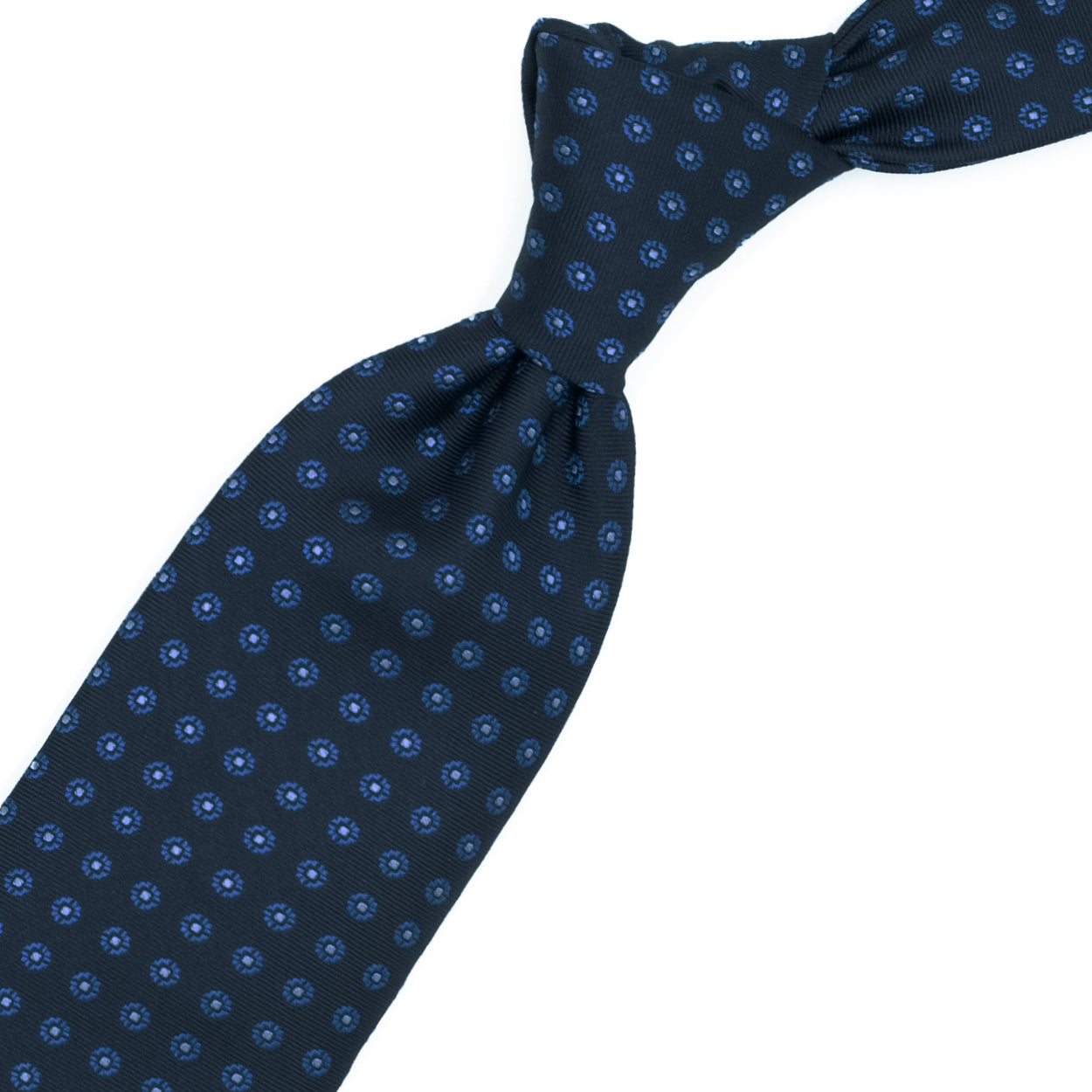 Blue tie with little blue flowers and blue squares