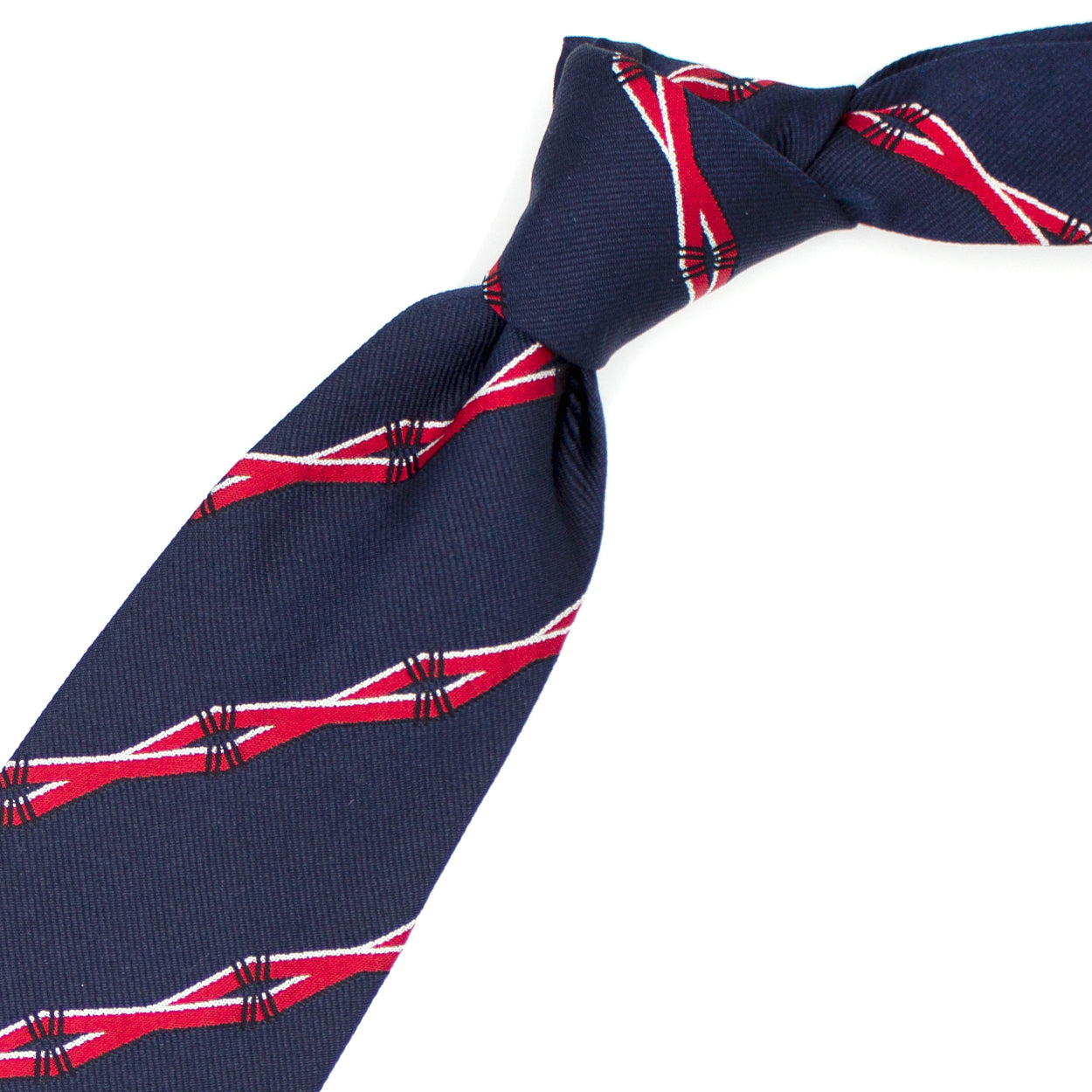 Blue tie with red stripes