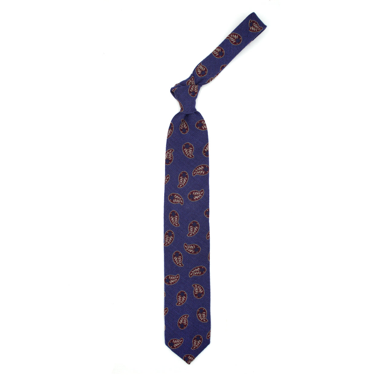 Blue tie with red and white paisleys