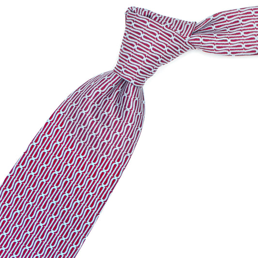 Red tie with light blue Ulturale pattern