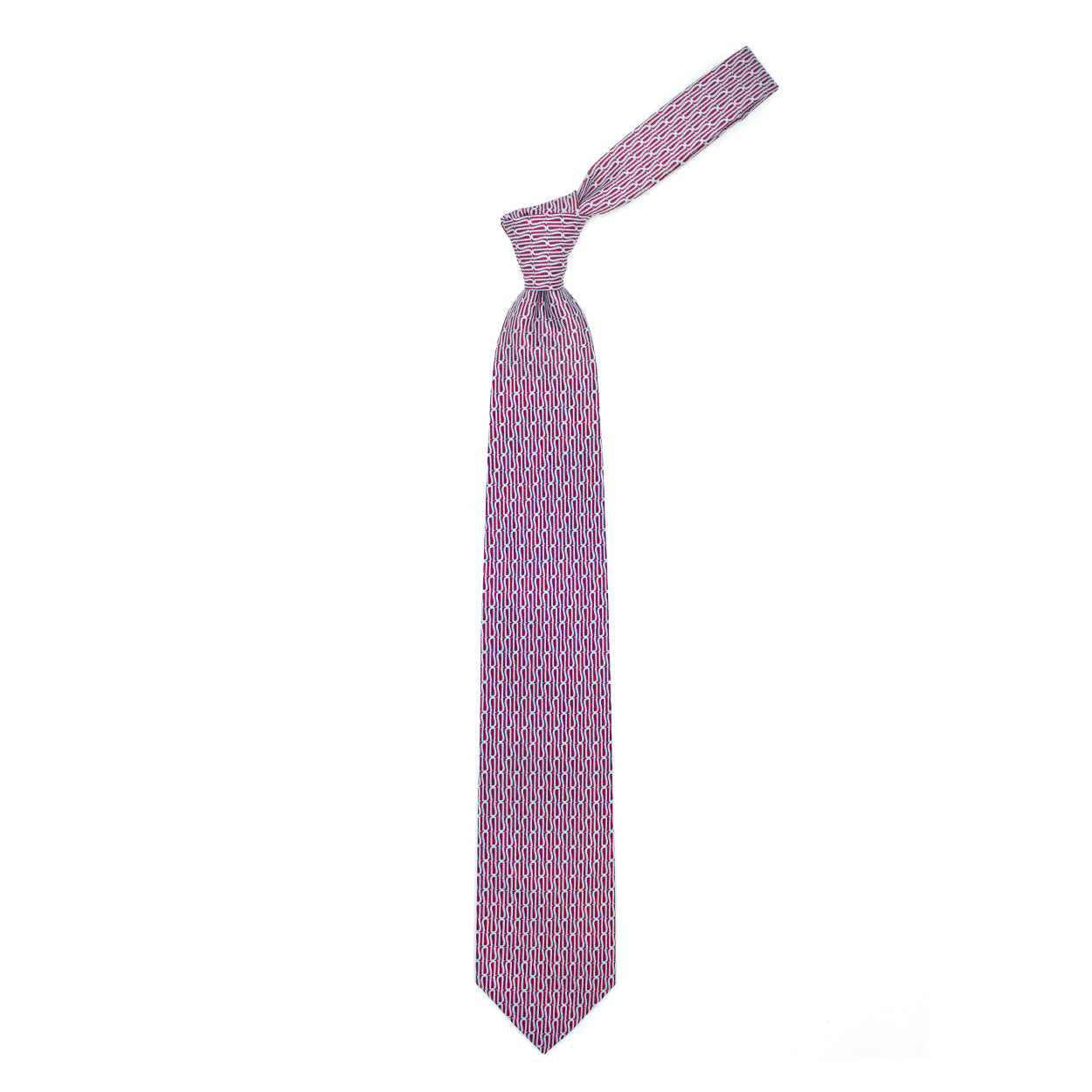 Red tie with light blue Ulturale pattern