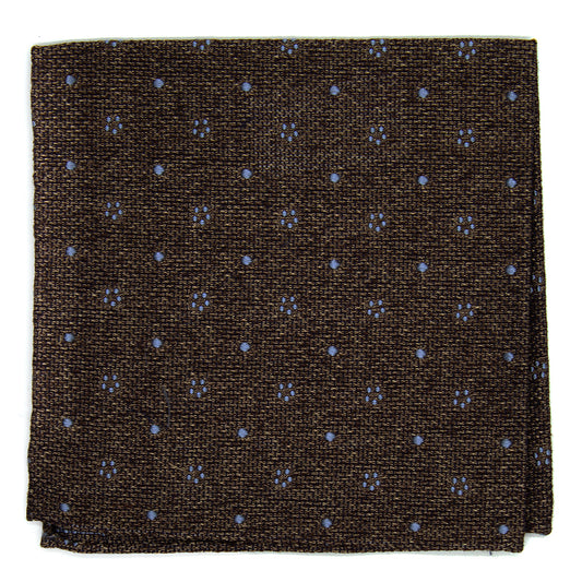 Brown clutch bag with blue flowers