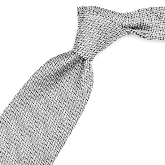 Grey tie with grey and black pattern