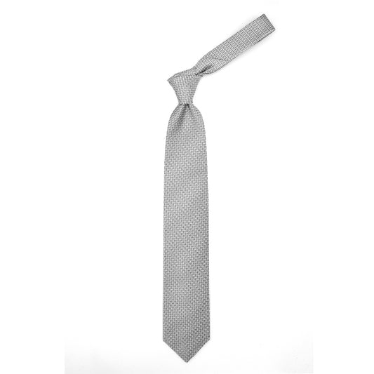 Grey tie with grey and black pattern