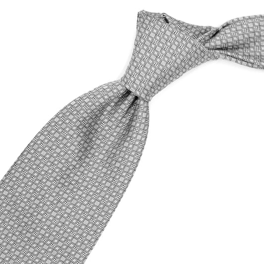 Grey tie with black and white squares