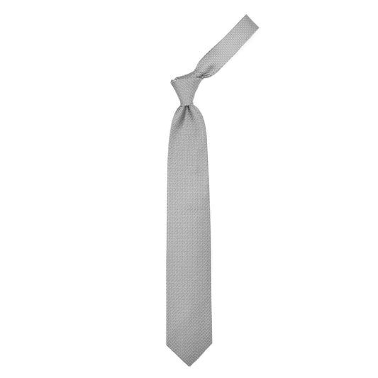 Grey tie with black geometric pattern