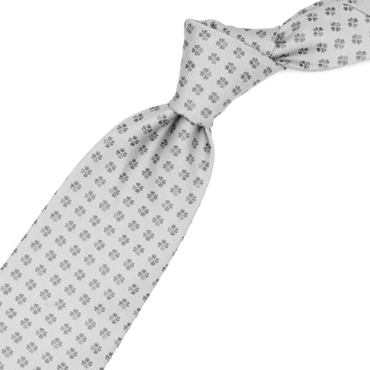 Grey tie with dark grey flowers