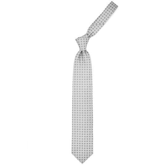 Grey tie with dark grey flowers
