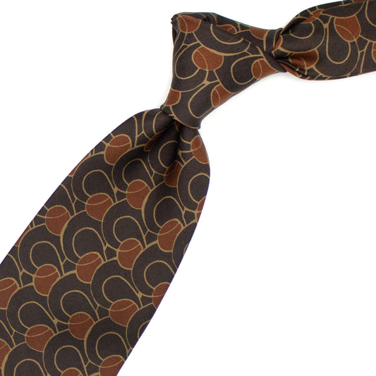 Brown tie with beige and light brown pattern