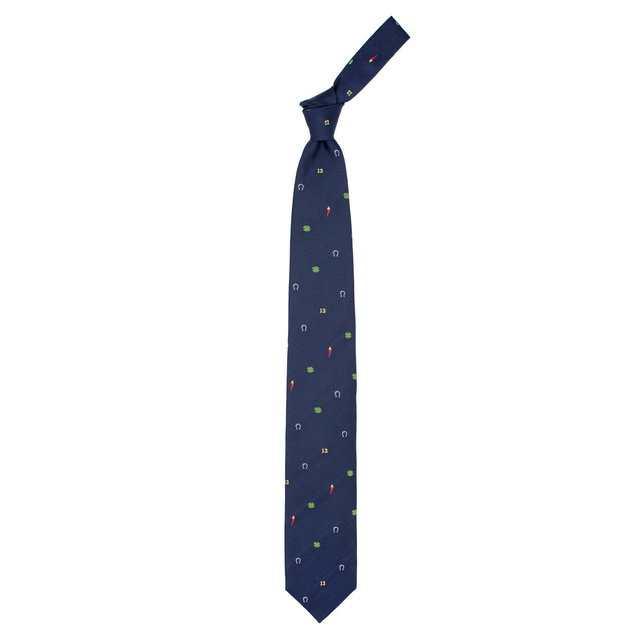 Blue tie with mixed scaramantic symbols