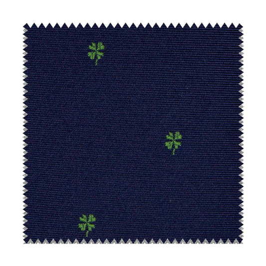 Blue fabric with green shamrocks