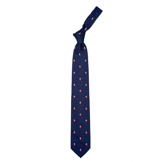 Blue tie with red hunches