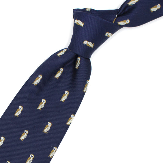 Blue tie with owls