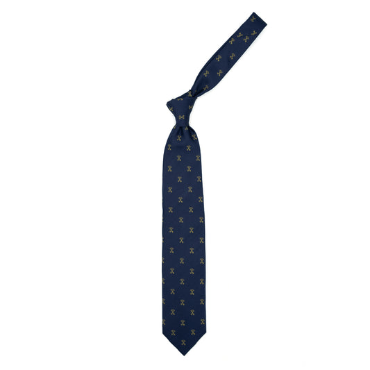 Blue tie with gold keys