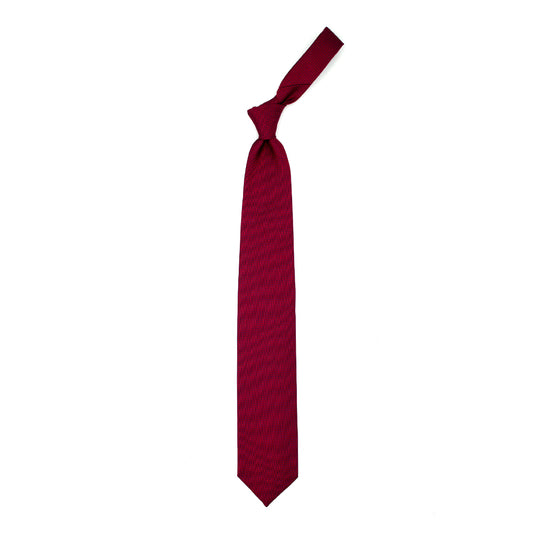 Dark red tie with blue pinstitching