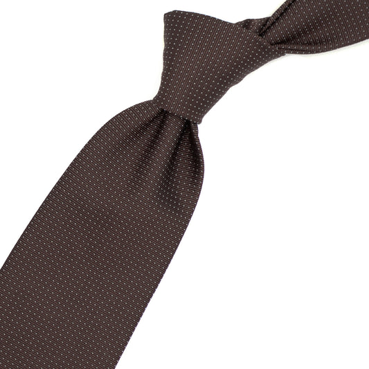 Brown tie with blue pinstripes
