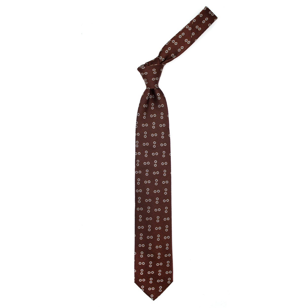 Bordeaux tie with grey and yellow pattern