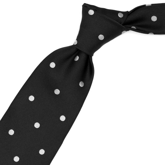 Black tie with grey polka dots