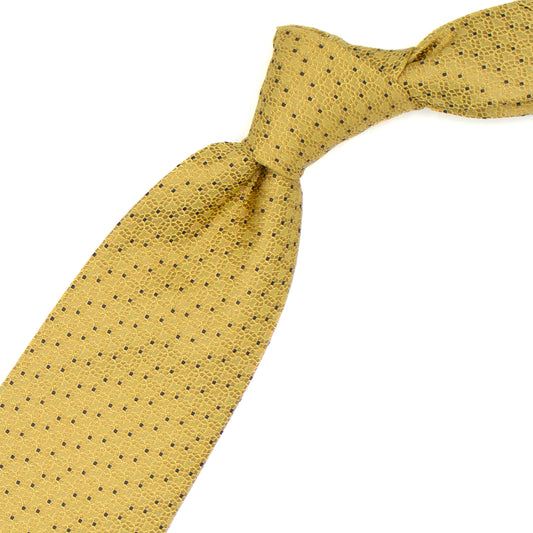 Yellow tie with tone-on-tone flowers and blue squares