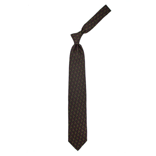 Green tie with light brown and fuchsia flowers