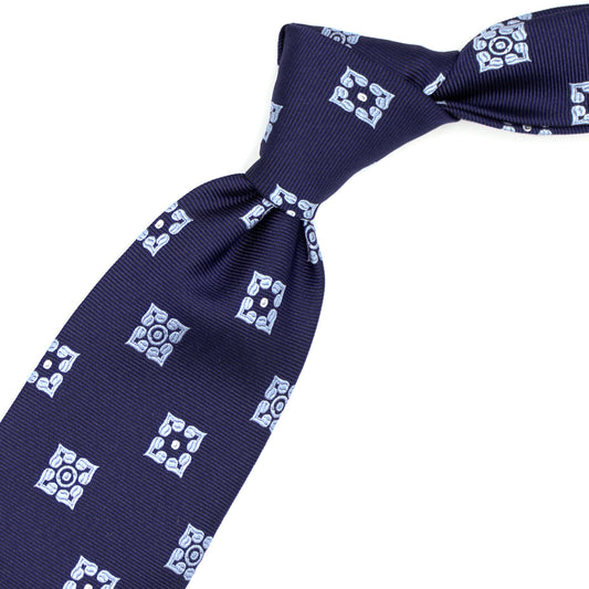 Blue tie with blue flowers