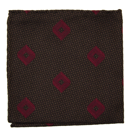 Brown clutch bag with red squares