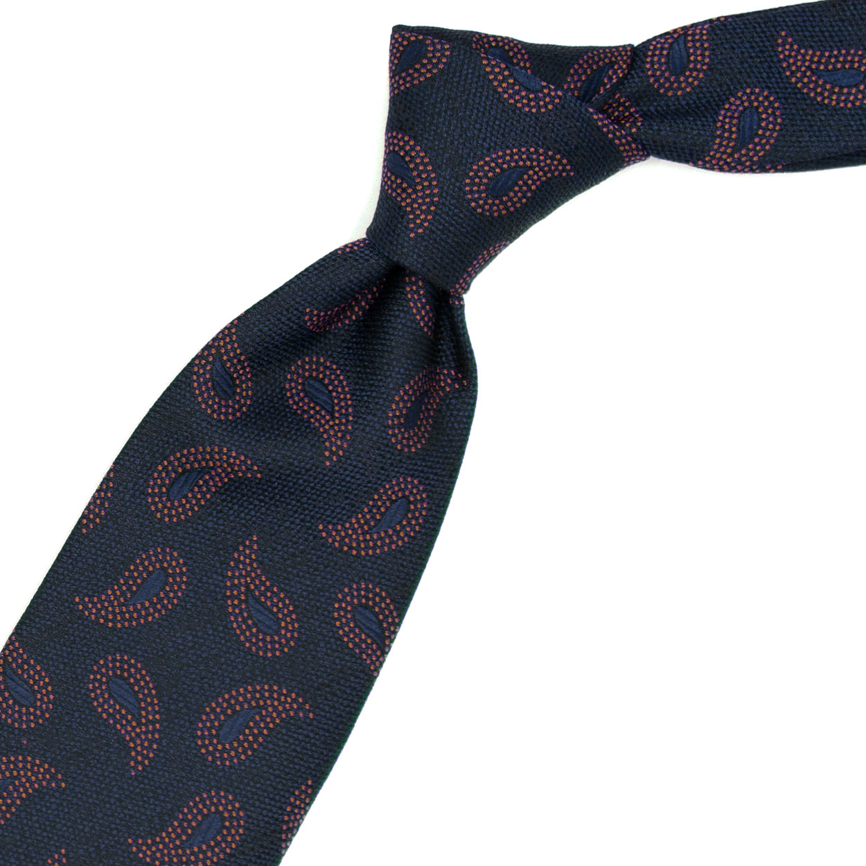 Blue tie with brown paisleys